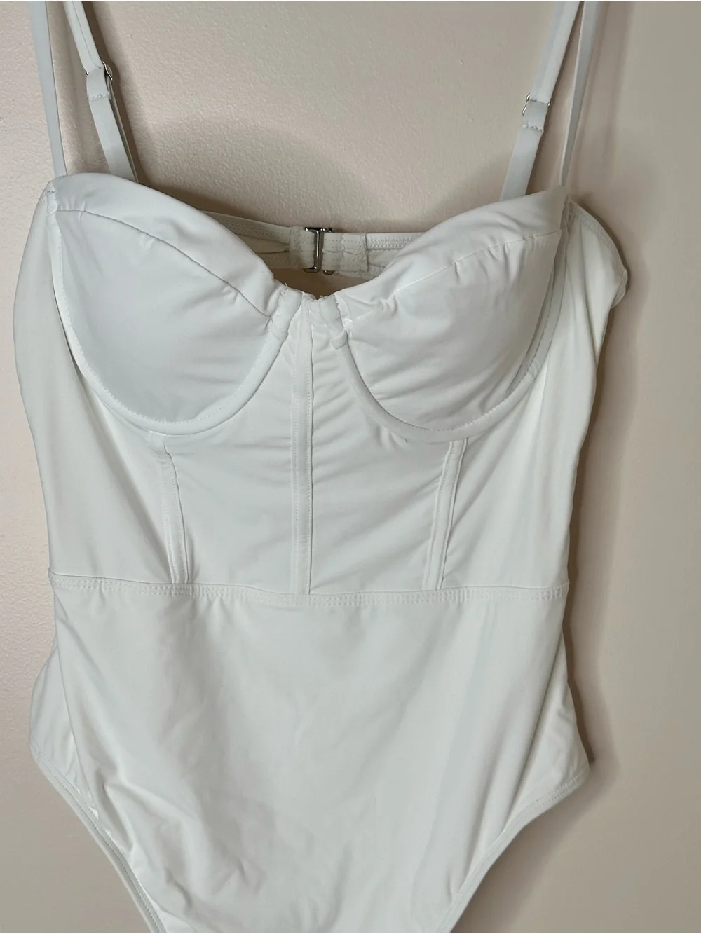 Lulus White Underwire Corset One Piece Swimsuit Size L